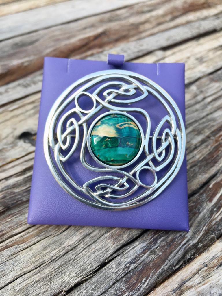 Heathergems Large Celtic Pewter Plaid Brosche HB67